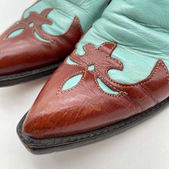 1883 LUCCHESE | N7180 Western Cowboy Boots in Red Turquoise Brown Leather 9.5B - Picture 14 of 15